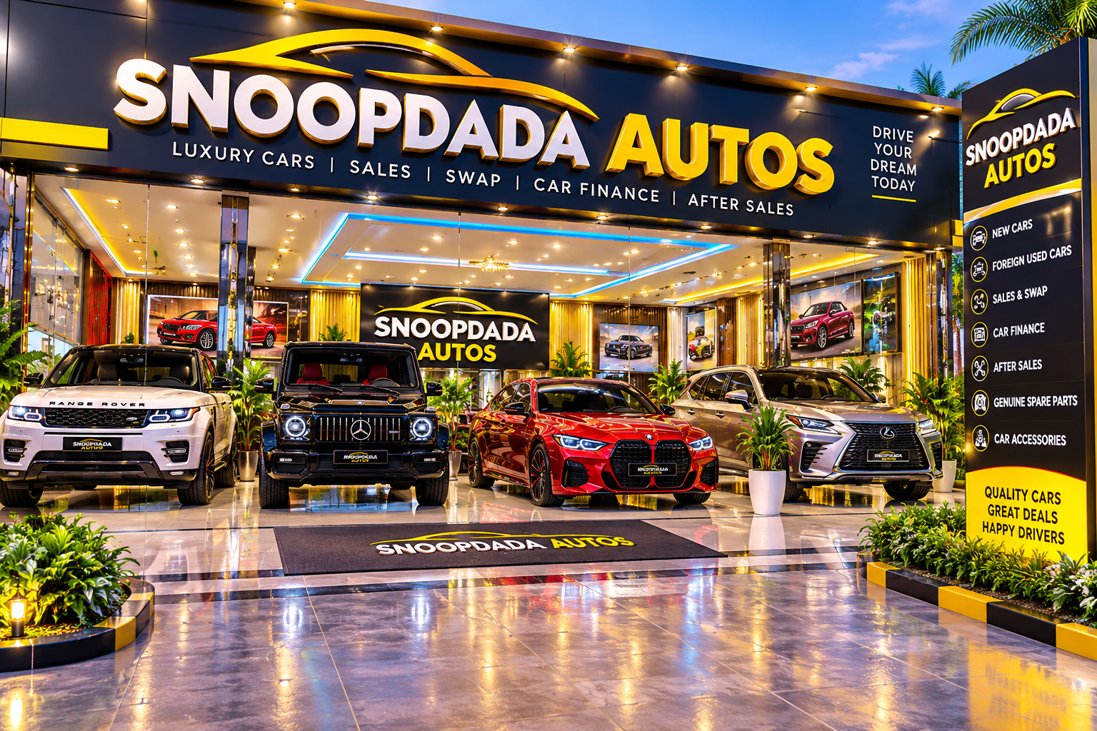 SNOOPDADA AUTOS dealership banner